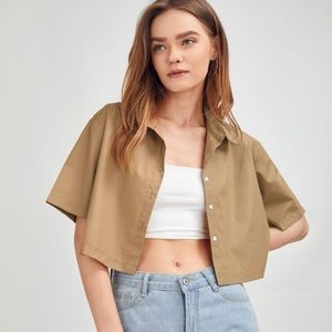 Solid Button Front Shirt Size S